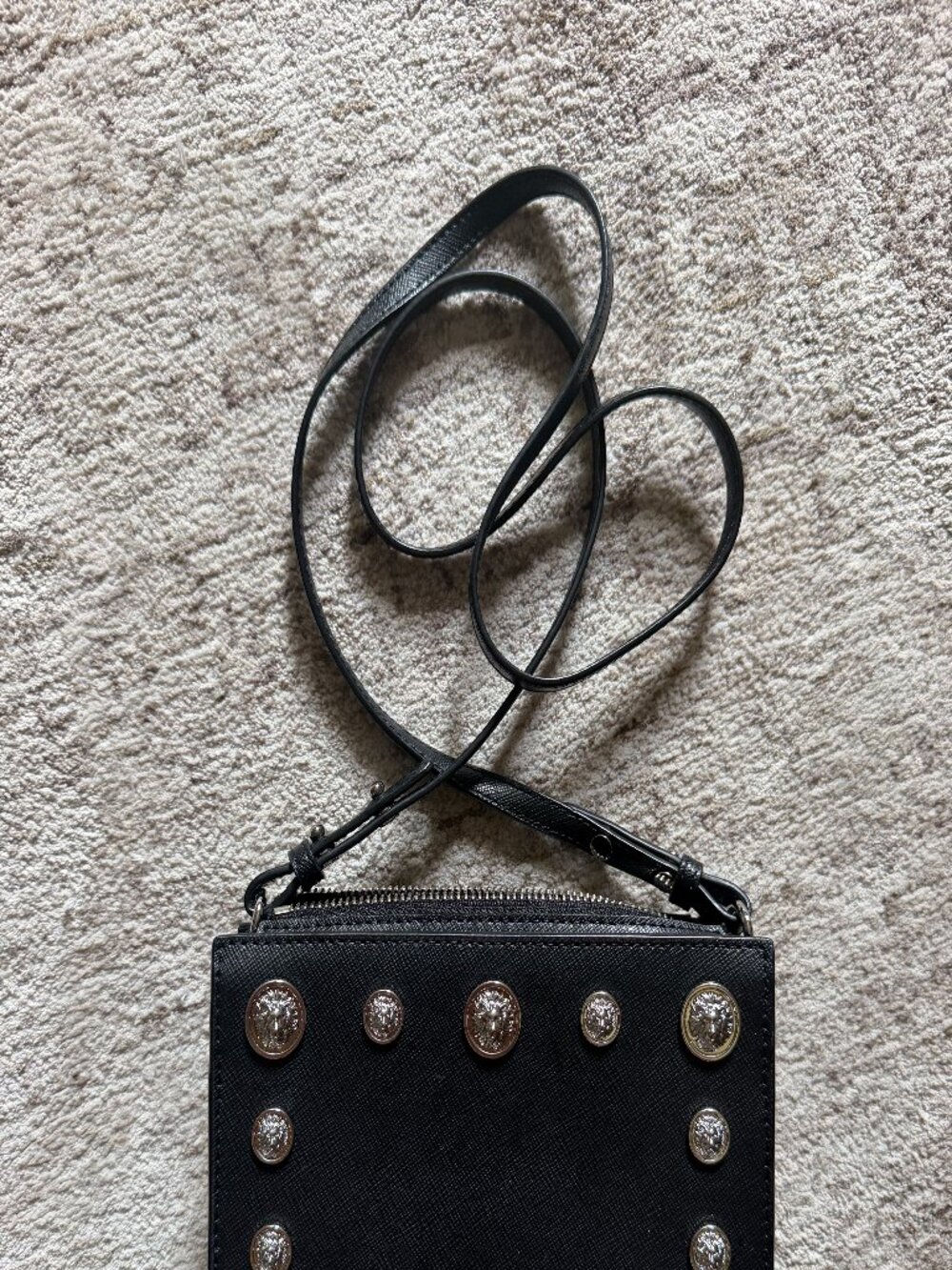 Authentic Versus VERSACE lions head saffiano leather small crossbody bag